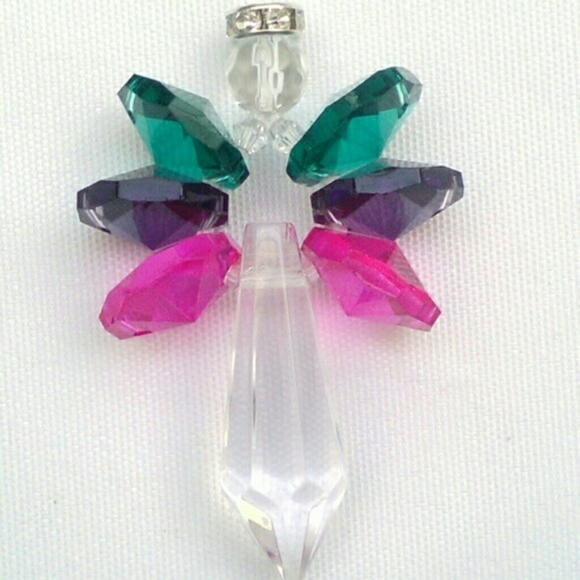 Crystal Angel Rainbow Maker Suncatcher Festive Flow Pretty Teap Pink & Purple - Picture 1 of 8